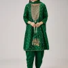 Green Bandhani Banarasi Dhoti Set With Gotta Work