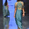 Sea Green Dhoti Crop Top Set In Satin Organza With Embroidery - NOOR 2022