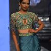 Sea Green Dhoti Crop Top Set In Satin Organza With Embroidery - NOOR 2022