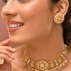 White Kundan Floral Pendant Necklace and Earrings Set