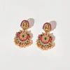 Multi Red Earrings With Pachi Kundan