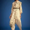 Cream Tissue Embroidered Dhoti Set