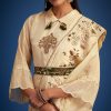 Cream Tissue Embroidered Dhoti Set