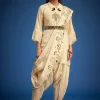 Cream Tissue Embroidered Dhoti Set