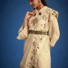 Cream Tissue Embroidered Dhoti Set