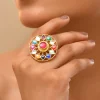 Multi Floral and Geometric Motif Kundan Ring
