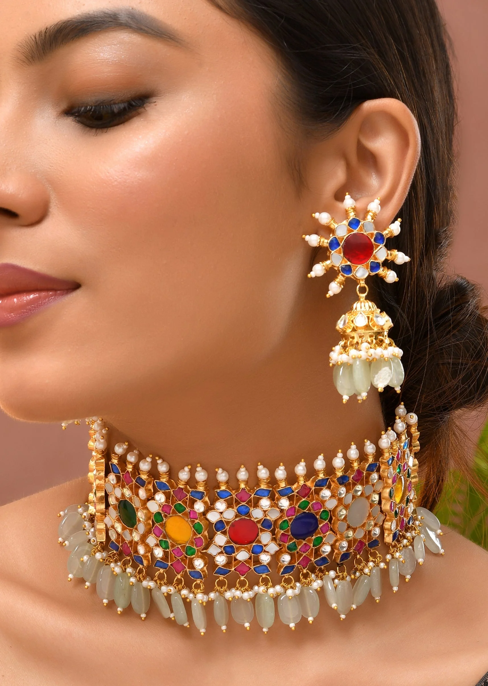 1015-multi-colored-mint-green-necklace-set-with-pachi-kundan-1.webp Multi Colored Mint Green Necklace Set With Pachi Kundan