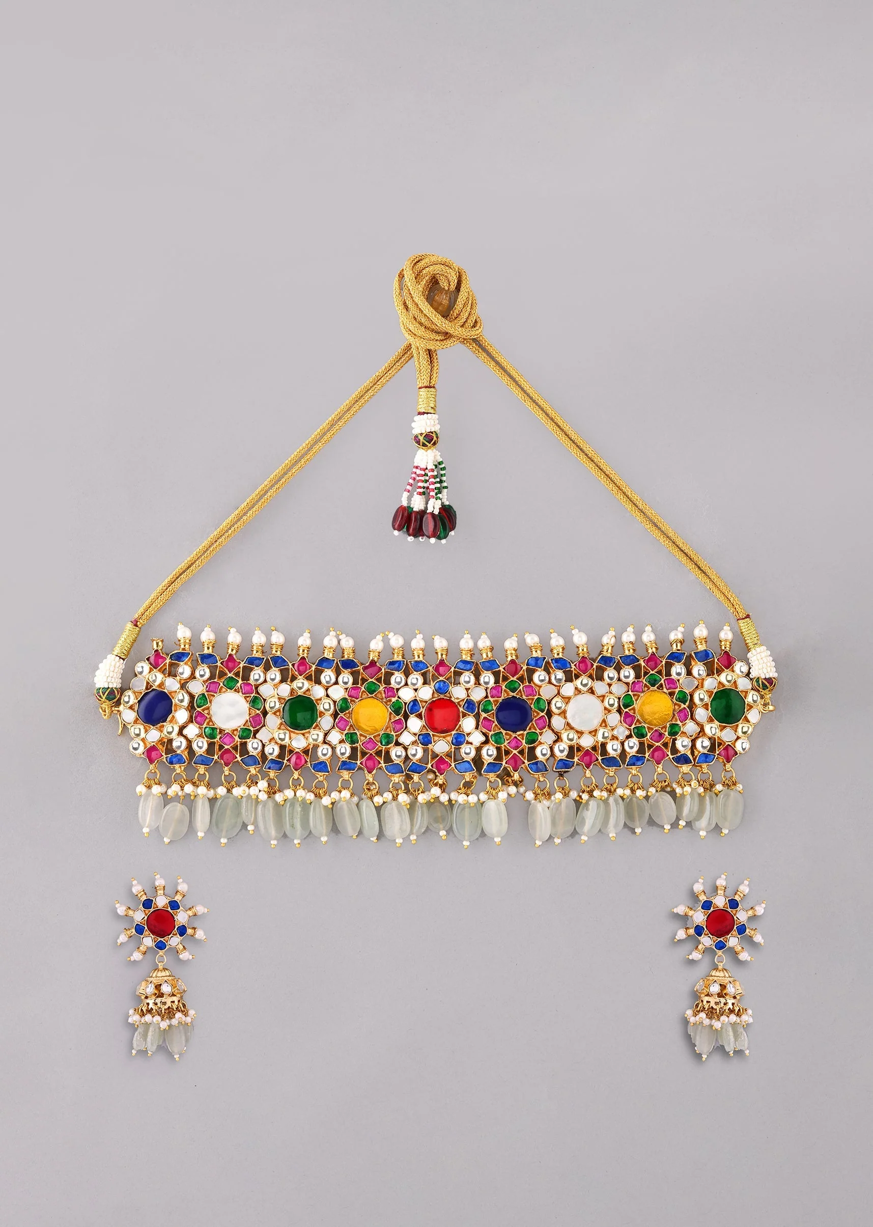 1015-multi-colored-mint-green-necklace-set-with-pachi-kundan-2.webp Multi Colored Mint Green Necklace Set With Pachi Kundan