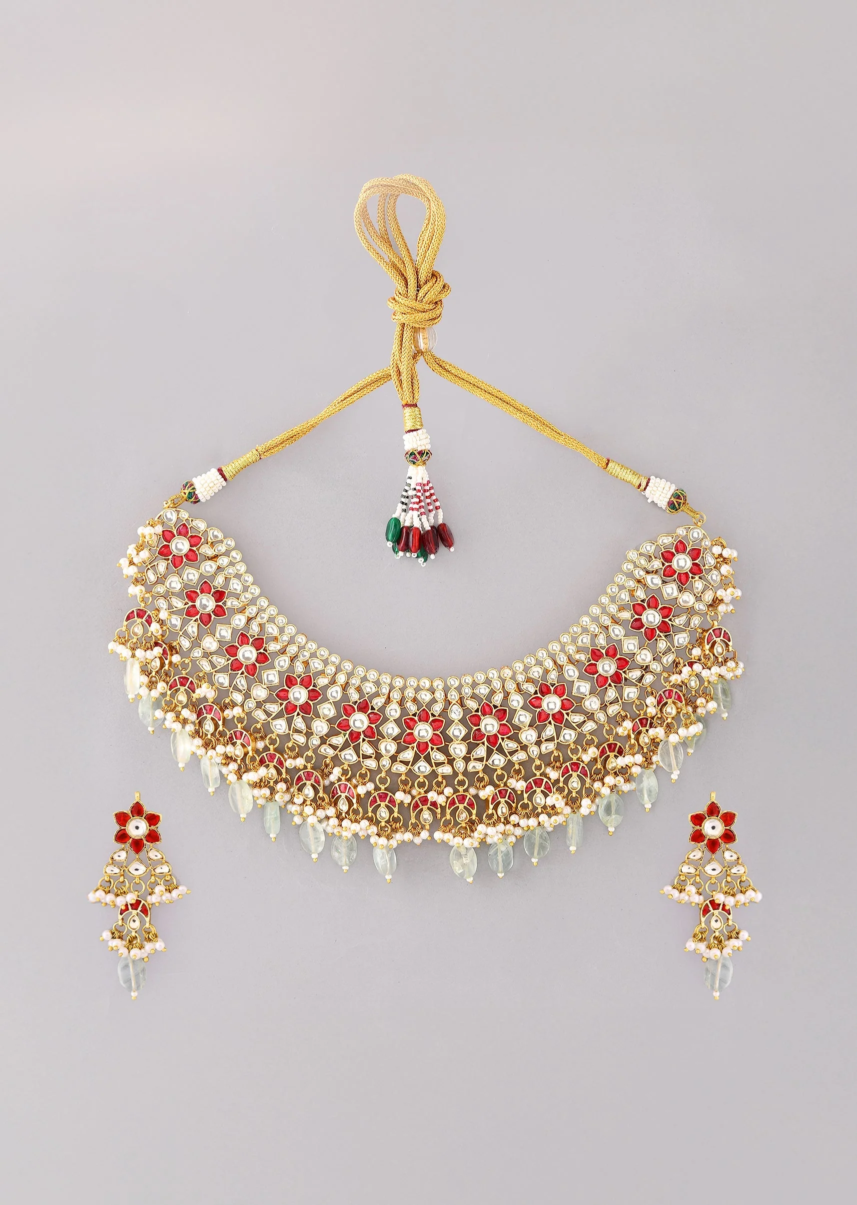 1016-multi-red-necklace-set-with-pachi-kundan-2.webp Multi Red Necklace Set With Pachi Kundan