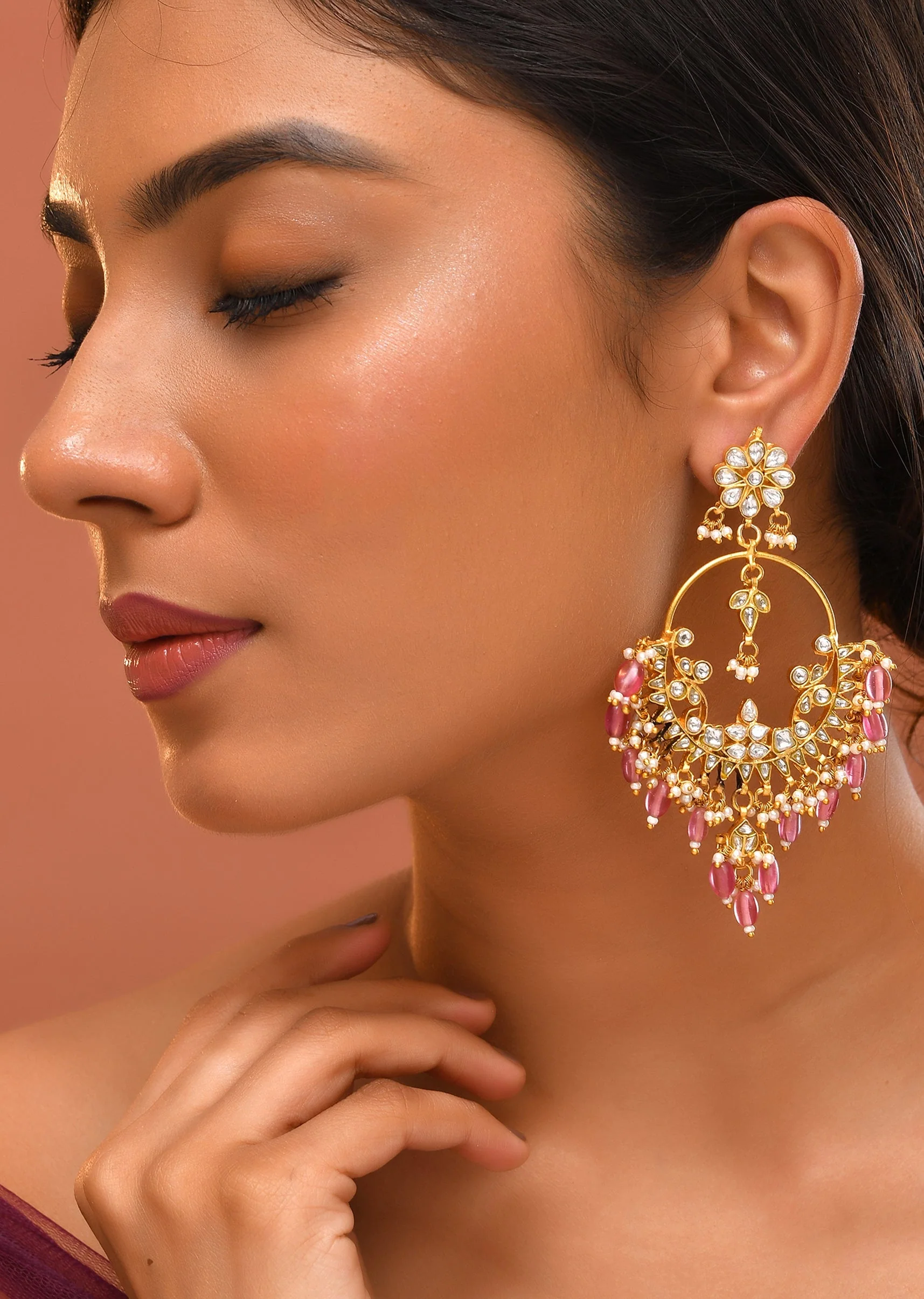 1018-pink-kundan-oversized-bead-drop-earrings-1.webp Pink Kundan Oversized Bead Drop Earrings
