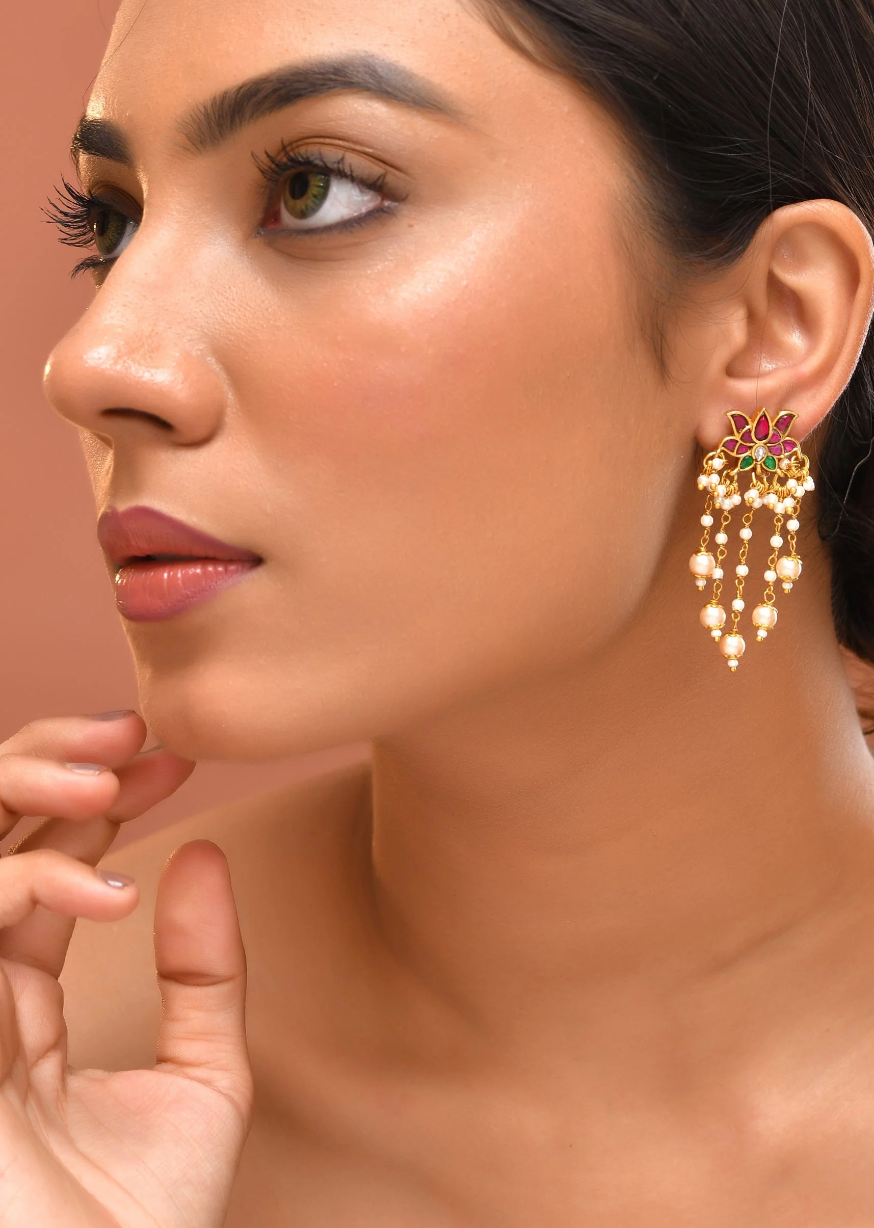 1019-earrings-with-multi-color-pachi-kundan-work-1.webp Earrings With Multi color Pachi Kundan Work