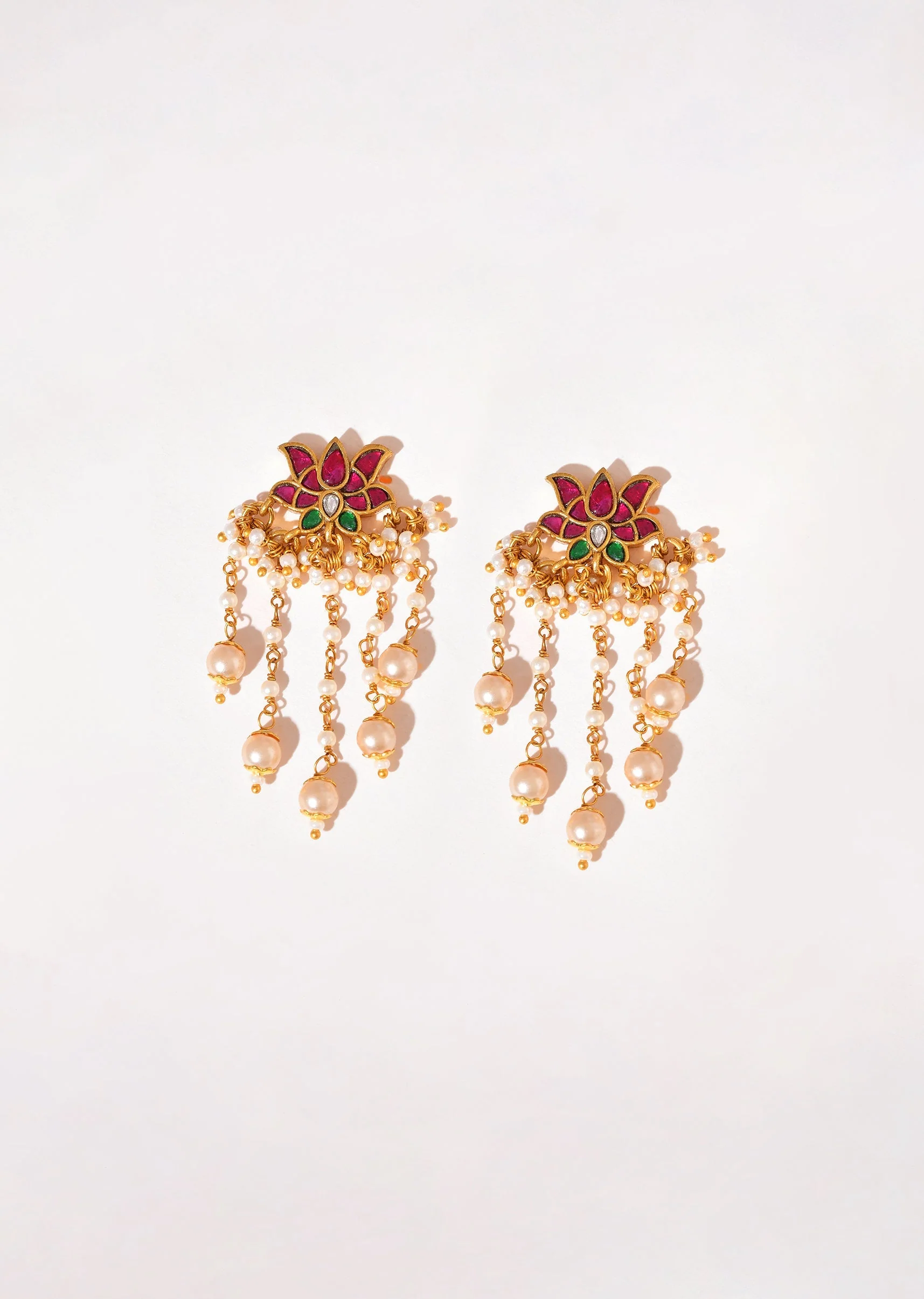 Earrings With Multi color Pachi Kundan Work