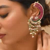 1021-red-kundan-ear-cuff-bead-drop-danglers-1.webp Red Kundan Ear Cuff Bead Drop Danglers