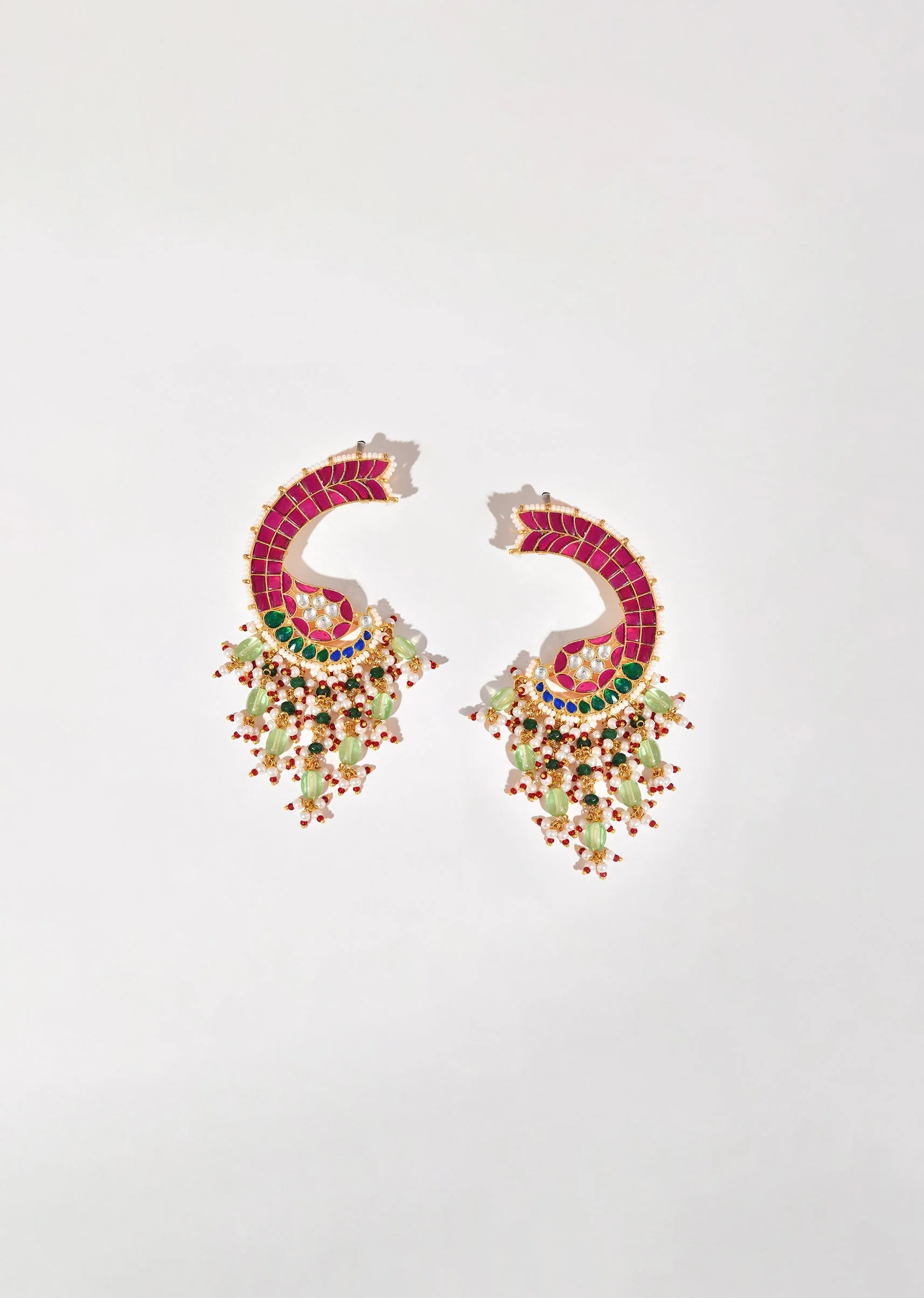 1021-red-kundan-ear-cuff-bead-drop-danglers-2.webp Red Kundan Ear Cuff Bead Drop Danglers