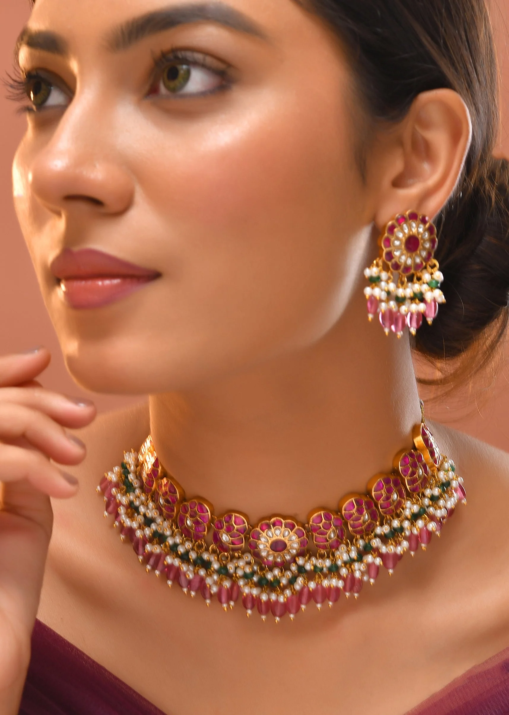 1022-multi-kundan-pendant-bead-drop-necklace-and-earrings-set-1.webp Multi Kundan Pendant Bead Drop Necklace and Earrings Set
