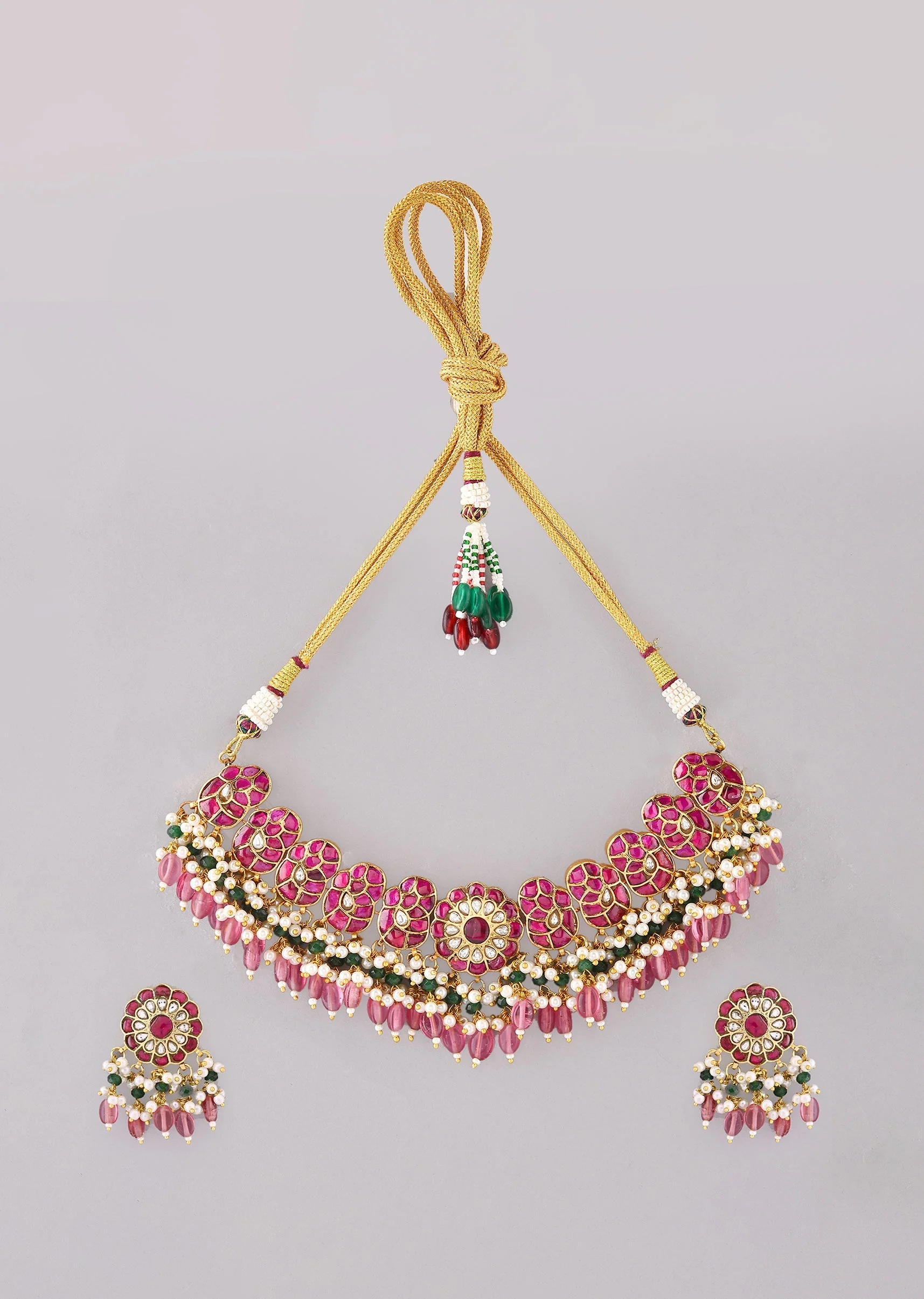 1022-multi-kundan-pendant-bead-drop-necklace-and-earrings-set-2.webp Multi Kundan Pendant Bead Drop Necklace and Earrings Set