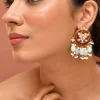 Red Kundan Stone Drop Chandbalis