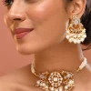 1026-off-white-kundan-pendant-necklace-and-earrings-set-1.webp Off White Kundan Pendant Necklace and Earrings Set