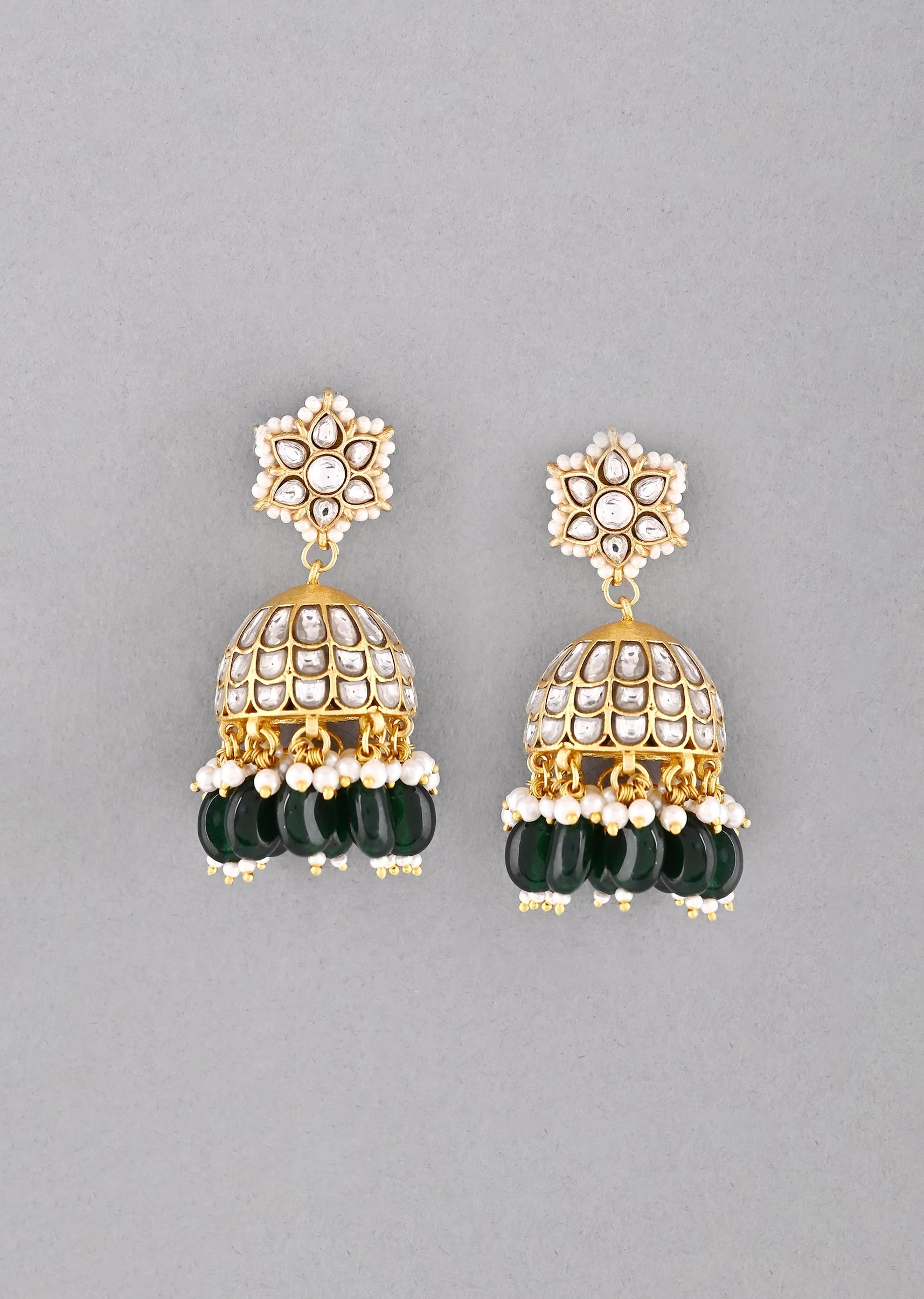 1041-earrings-in-dark-green-with-pachi-kundan-2.webp Earrings In Dark Green With Pachi Kundan