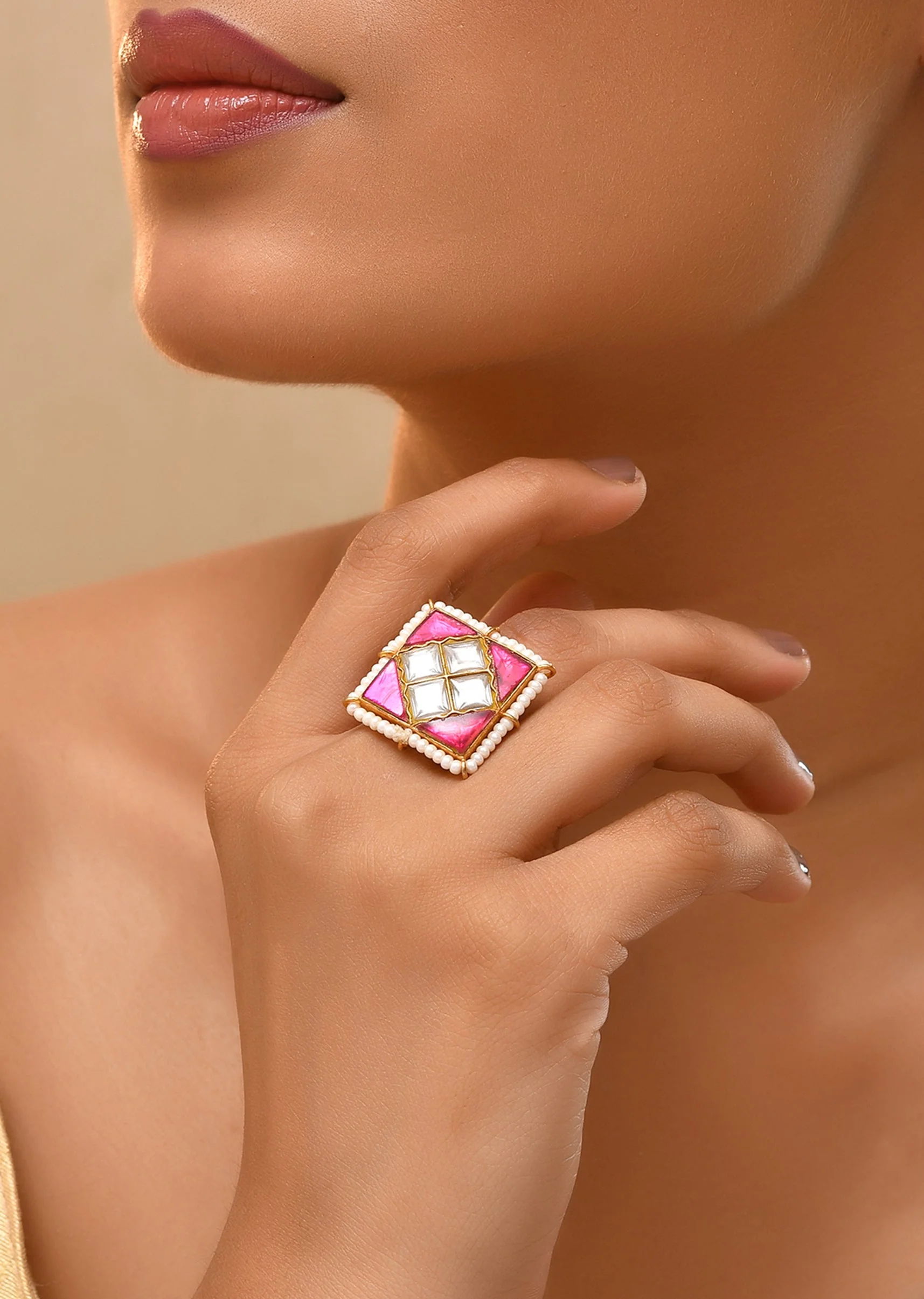 1046-pink-geometric-kundan-ring-1.webp Pink Geometric Kundan Ring