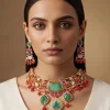Multicolor Stone Bridal Choker Necklace Set