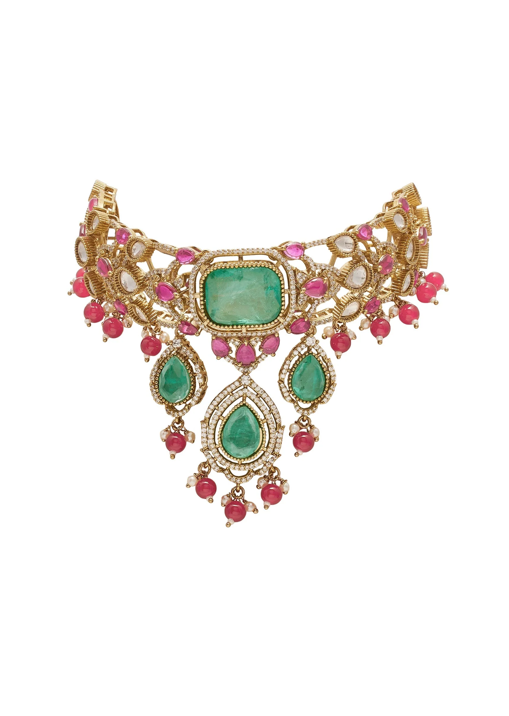 Multicolor Stone Bridal Choker Necklace Set
