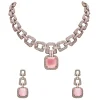 Pink Crystal And Black Bead Statement Necklace Set