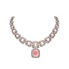Pink Crystal And Black Bead Statement Necklace Set