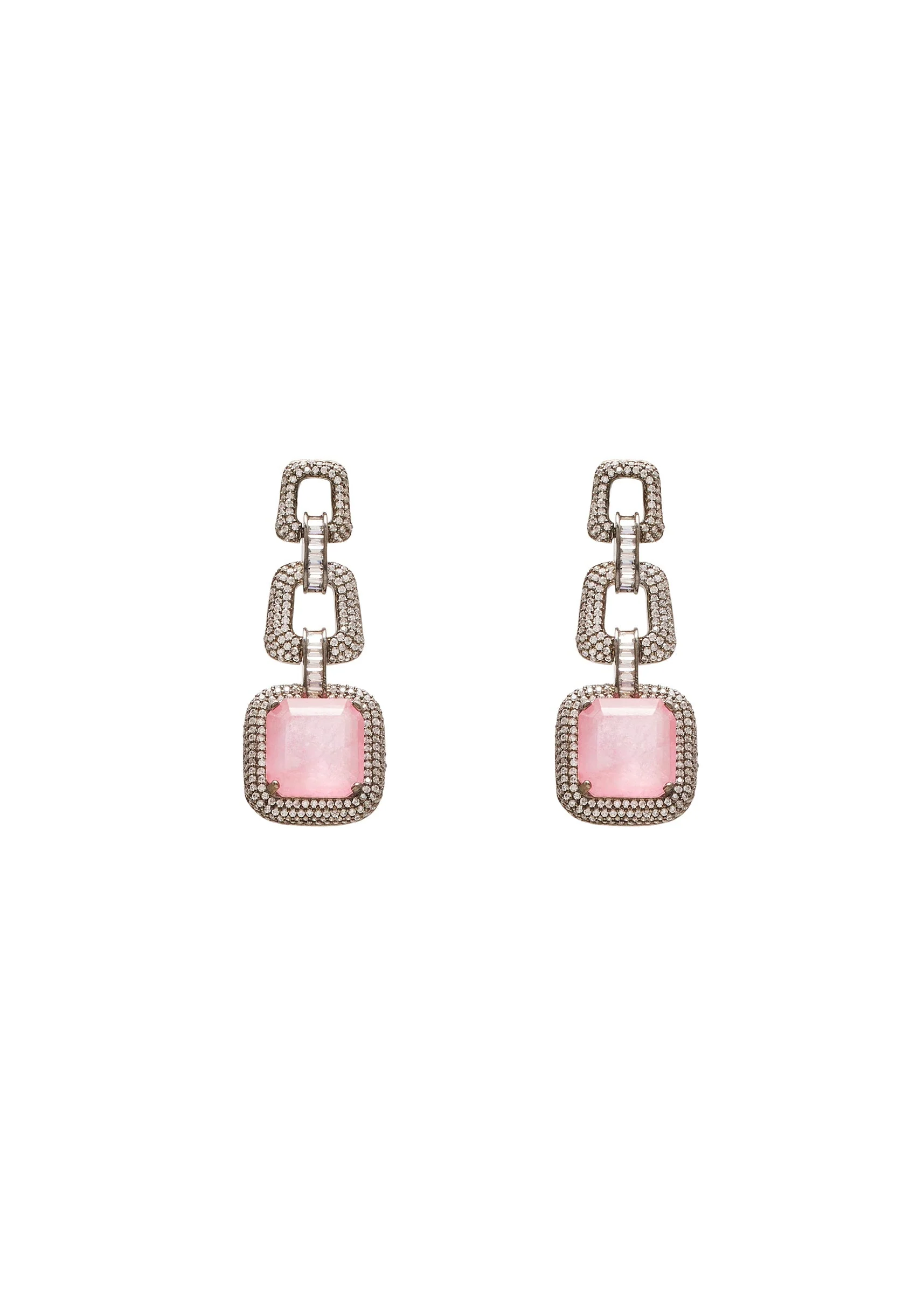 Pink Crystal And Black Bead Statement Necklace Set