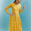 Yellow Floral Kurti With Zari Work