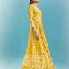 Yellow Floral Kurti With Zari Work