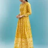 Yellow Floral Kurti With Zari Work
