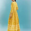 Yellow Floral Kurti With Zari Work