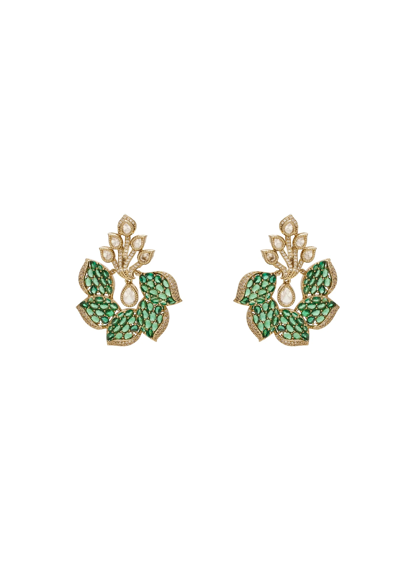 Green Kundan Occasion Earrings
