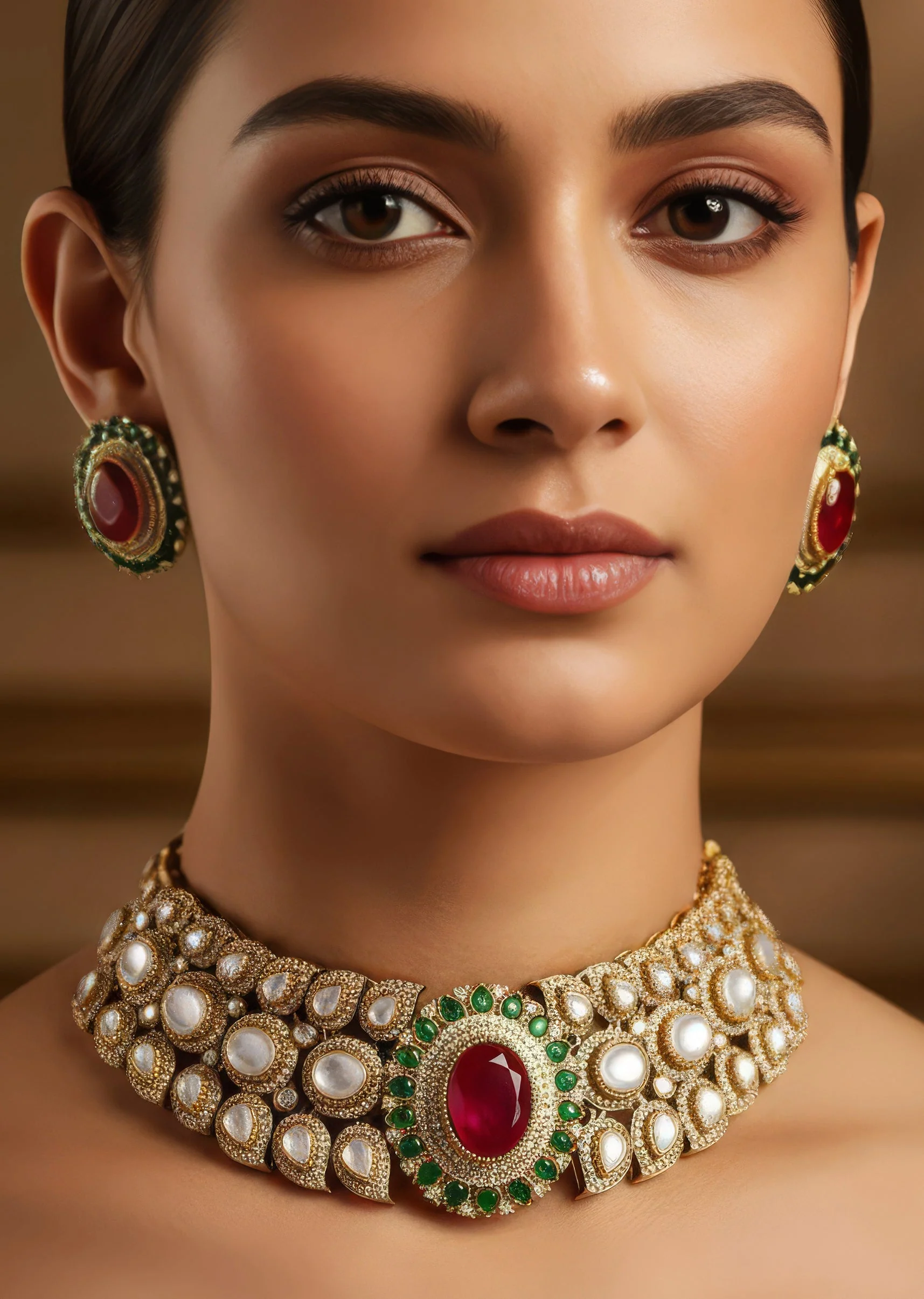 1062-red-and-green-rhodium-plated-cz-diamond-necklace-set-with-semi-precious-stones-1.webp Red and Green Rhodium Plated Cz Diamond Necklace Set with Semi Precious Stones