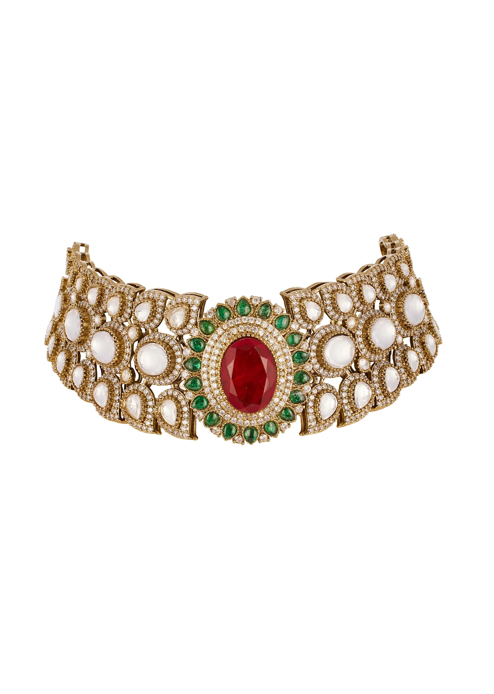 1062-red-and-green-rhodium-plated-cz-diamond-necklace-set-with-semi-precious-stones-3.webp Red and Green Rhodium Plated Cz Diamond Necklace Set with Semi Precious Stones