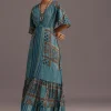 Blue Printed Kurti Dress With Tie Up