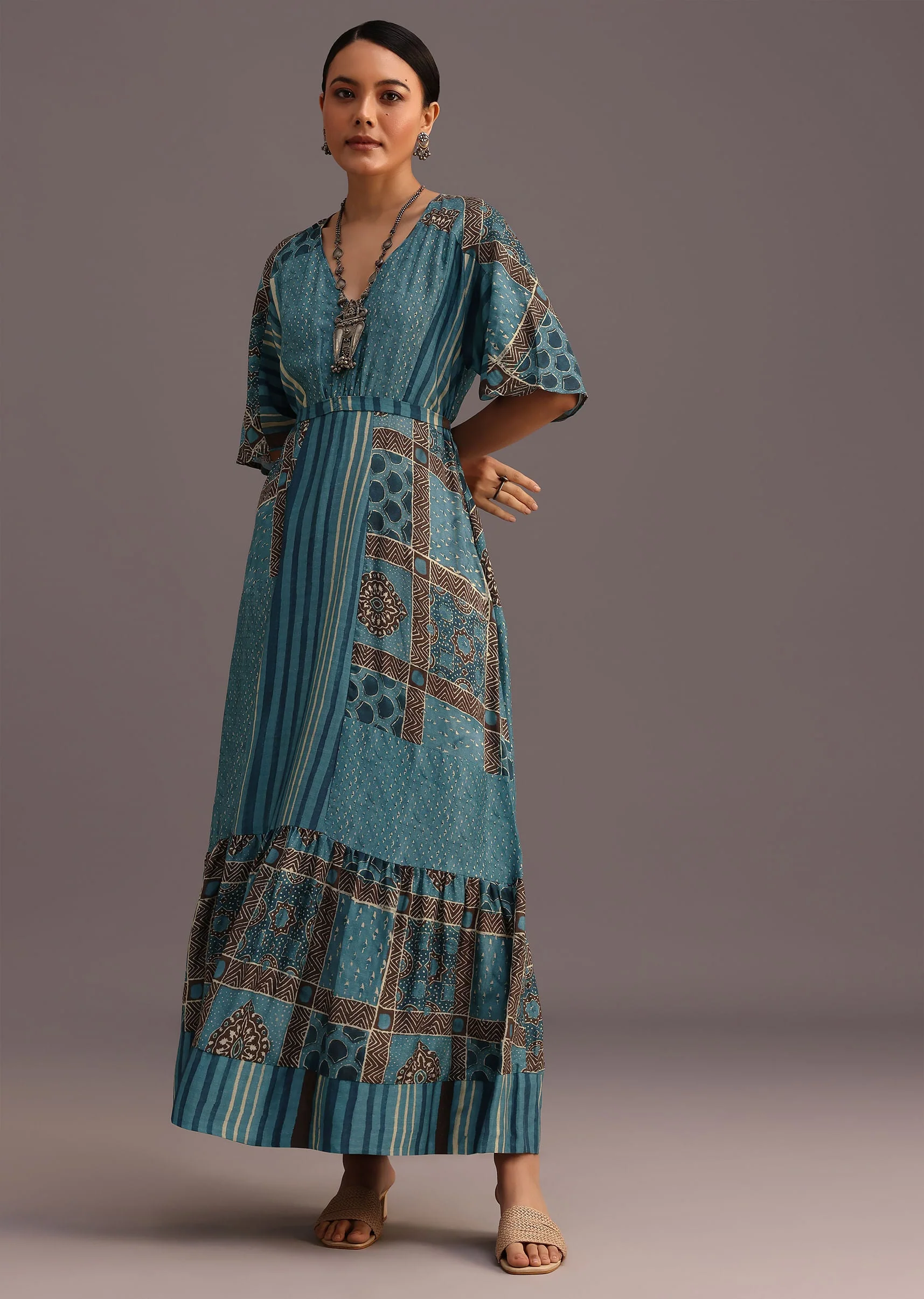 10623-blue-printed-kurti-dress-with-tie-up-1.webp Blue Printed Kurti Dress With Tie Up