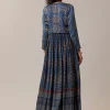 Blue Hand Dyed Ajrakh Jacket and Gown Set