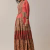 Red Bandhani and Floral Print Silk Long Kurti