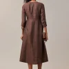 Brown Hand Embroidered French Knot Linen Kurta
