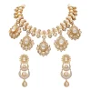 White And Gold Crescent Moon Tiered Pendant Necklace Set