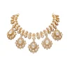 White And Gold Crescent Moon Tiered Pendant Necklace Set