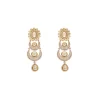 White And Gold Crescent Moon Tiered Pendant Necklace Set
