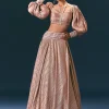 Beige Blouse With Double Layered Skirt