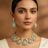 Green And Red Stone Embellished Necklace Set