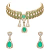 Green And Gold Teardrop Stone Pendant Necklace Set