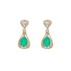 Green And Gold Teardrop Stone Pendant Necklace Set