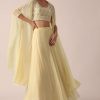 White Organza Jacket And Lehenga Set With Sequin Work