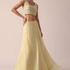 White Organza Jacket And Lehenga Set With Sequin Work